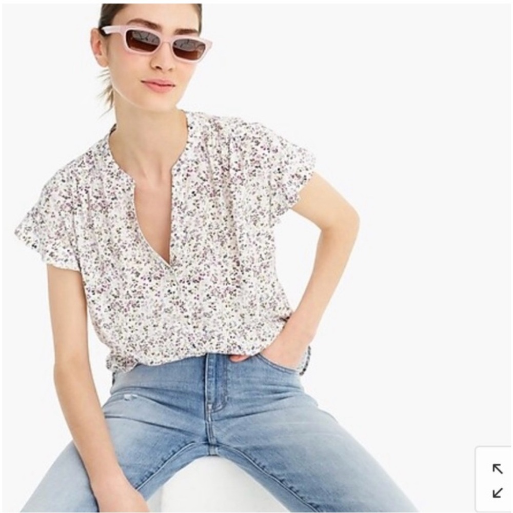 J. Crew floral print white blouse New $64 small